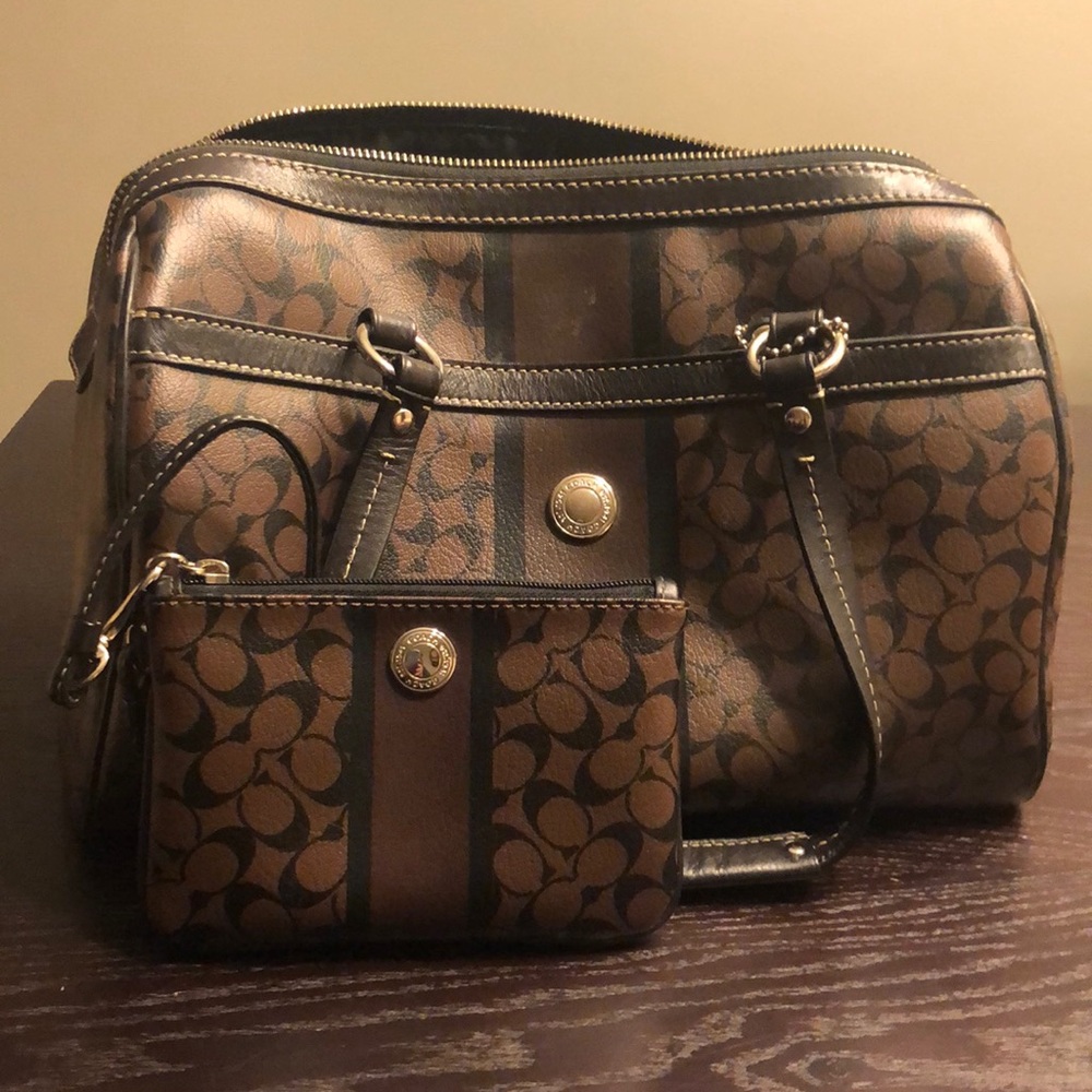 Coach monogram purse with matching wristlet